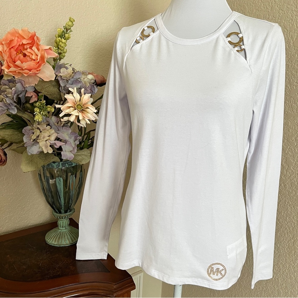 Michael Kors Long Sleeve Embellished Tee